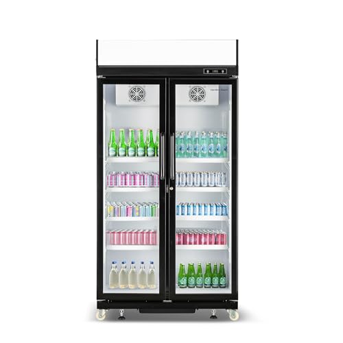 Image of Hamilton Beach 20.5 Cu Ft Commercial Glass Door Refrigerator -W:39.4 inch x L:23.2 inch X H: 79.3 inch (Black)