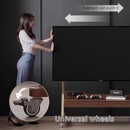 Soporte móvil para TV JKGHK, ruedas 360°, marrón miniatura 2