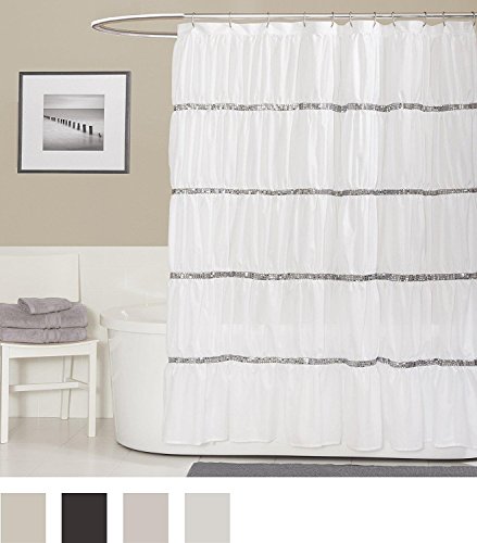 Lush Decor Twinkle Shower Curtain, White - Discontinued