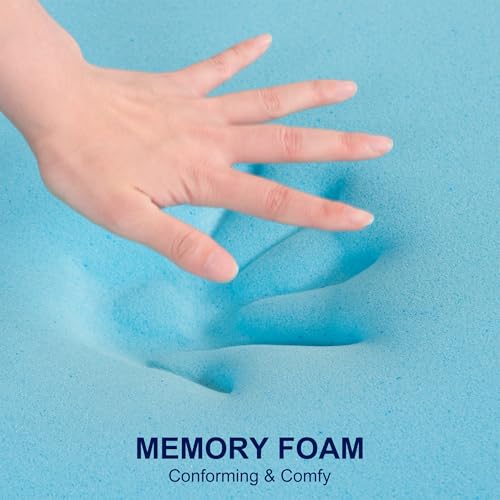 CertiPUR-US Certified Gel Infused Queen Mattress Topper, Memory Foam, 60x80 Inches, Blue