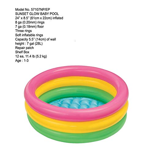 Image of Sunset Glow Pool - Soft Inflatable Baby Pool Bath Water Tub for Kids(Small) with Hand Air Pump-68612