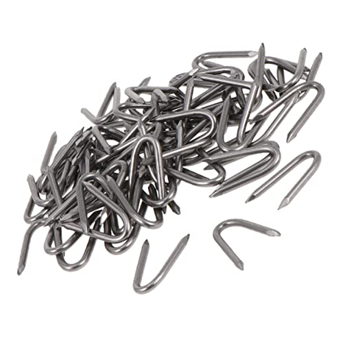 Hemobllo Lot de 140 Clous De Fixation en u en Fer pour Grillage De Jardin, Agrafes Robustes pour Clôtures à Mailles Losangées, Fixation Solide Et Maintien des Piquets