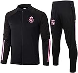Algodón NZDY Traje de Entrenamiento de Futbol Real Madrid Appearance Jersey Camisas de Entrenamiento de Futbol para Hombres Chaqueta Chándales de Manga Larga Pantalones, Deportes al Aire L, Black
