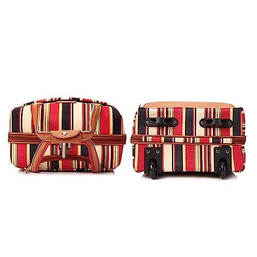 POCHY practical Luggage 2-piece Suitcase Nylon Luggage Fashion Stripe Large Capacity Luggage Sets Anti-theft Combination Lock Suitcases With Wheels easy to move4