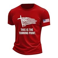 Patriot Pride Reckless Patriot Men's Graphic T-Shirt Charlie Kirk This is A Turning Point American Flag Print Design Red L