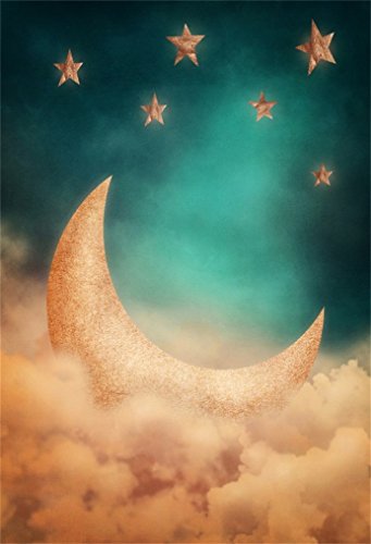 Aofoto 5x7ft Dreamy Starry Sky Backdrop Crescent Moon Photography Background Baby Kid Girl Newborn Infant Artistic Portrait Cartoon Fairy Tale Photo Shoot Studio Props Video Drop Vinyl Wallpaper Drape Wantitall