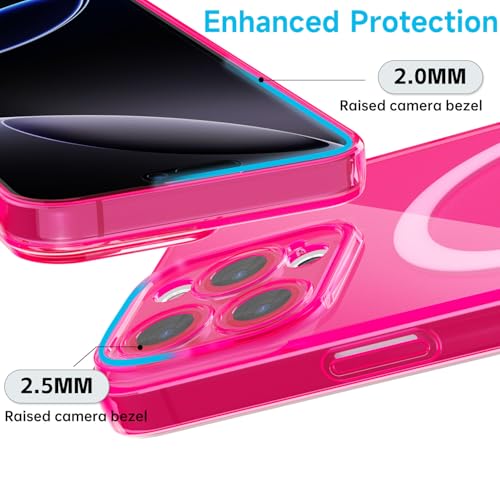 Svanove for iPhone 16 Pro Max Case Clear Compatible with Magsafe Silicone, Bright Transparent Thin Magnetic Mag Safe Case Cute, Girly Slim Hard Camera Cover Protection, Fluorescent Neon Hot Pink by Svanove - Used condition - Image 4