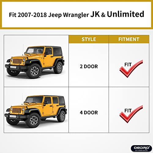 Oedro Flat Front & Rear Fender Flares Compatible With 2007-2018 Jeep Wrangler Jk & Jku Unlimited, 4 Pcs Off-Road Steel Liner Set #TOP1