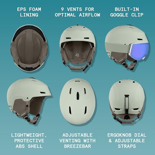 Image of Retrospec Zephyr Ski Helmet - Snowboard Helmet for Adults & Youth with Adjustable Fit, 9 Breathable Vents, Removable Washable Earmuffs - Snow Sports Helmet for Men & Women