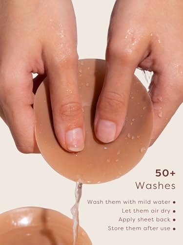 Image of Krvvy Invisible Nipple Pasties | Silicone Nipple Covers | Reusable upto 50 Times | Skin-Friendly Self Adhesive Pasties for Women | Nipple Pasties - 2 Pcs