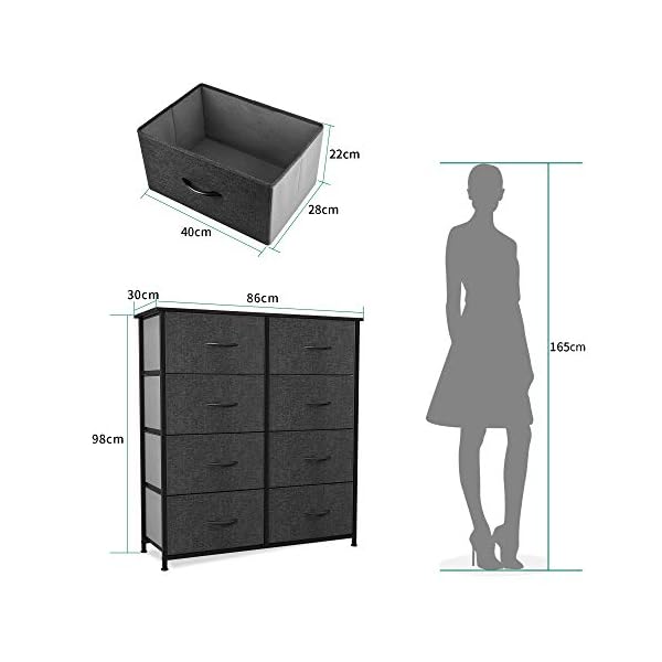 YITAHOME Dresser Storage Tower with 8 Drawers - Vertical Furniture Storage Tower for Bedroom, Bathroom, Laundry, Closets, and More - Sturdy Steel Frame, Wood Top, Easy Pull Fabric Bins - Image 4