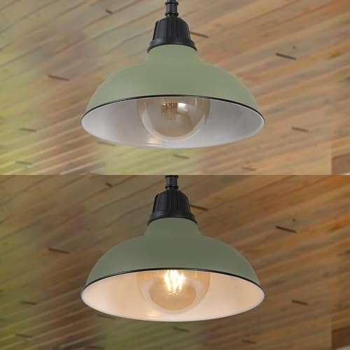 Image of JONATHAN Y Jasper 1-Light Farmhouse 12.25 inch Metal Pendant, Matte Olive Green | Indoor Outdoor Use, Rustic Vintage Dome Shade, Adjustable Height, Kitchen Island Porch Entryway, LED Bulb Included