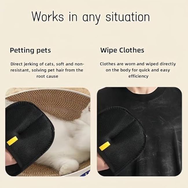 Double-Sided Pet Hair Removal Gloves - Electrostatic Grooming Gloves for Dogs & Cats, Reusable Fur Removal Gloves for Furniture, Couch, Carpet, Clothing & Car Seats-uKHZfJV4