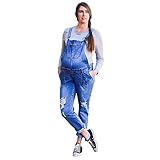 Mothera Maternity Overalls for Pregnant Women Cotton Denim Overalls, Zipper Adjustable Clothes for Pregnancy and Postpartum, L
