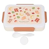 Fiambrera para niños, fiambrera Bento segura para cafetería con utensilios para niños (Marrón)