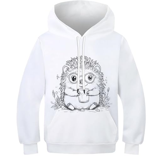 Pullover à capuche hérisson look décontracté pour le collège et les sorties entre ados