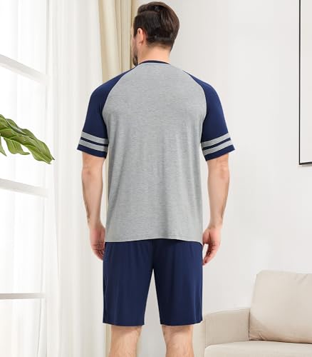 Image of NACHILA Men's Bamboo Viscose Pajamas Set Raglan Short Sleeve Shorts Pjs