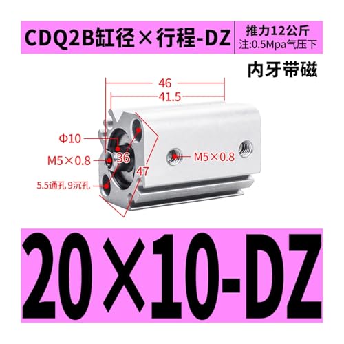 Cylindre compact CDQ2B20-10DZ SMC compatible avec aimant intégré