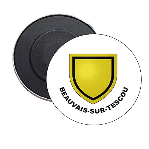 ROUND MAGNET BLASON ARMORIAL BEAUVAIS-SUR-TESCOU TARN FRANCE