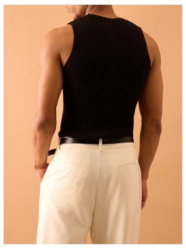 Men's Knitwear Sweater Vest Half Button Crew Neck Knit Tank Top Vest Sleeveless Knitwear2
