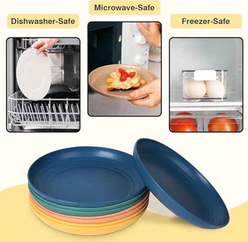 Image of 20 CM Wheat Straw Plates, Unbreakable Microwave and Dishwasher Plates,Plastic Cutlery for Family Picnic Party Camping (20 CM, Pack of 2)