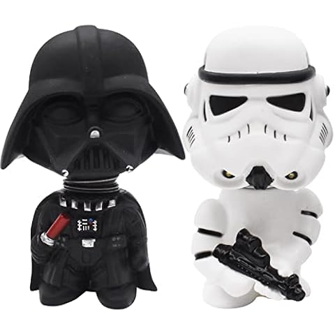 Star Wars Mini Ornament 2 Pcs Mini Schwarzer und Weißer Soldat Auto Ornament 10cm Wackelkopf Figuren Autozubehör Armaturenbrett Spielzeug Innendekoration Geschenke Cover