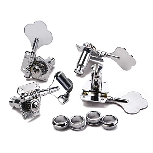 HANABASS 4pcs Vintage Open Style Bass Tuning Pegs Keys Machine Heads for Right-handed 4 String Guitar Tuner Set Chrome