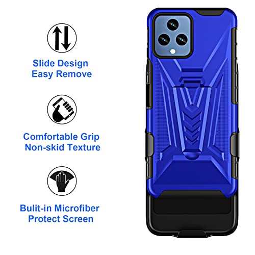 Ailiber Phone Case For T-Mobile Revvl 6 5G, Tmobile Revvl 6 5G Holster With Screen Protector, Swivel Belt Clip Holster With Kickstand, Heavy Duty Full Body Shockproof Protector Cover For Revvl 6-Blue #TOP4