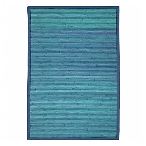 Tapis Larges Lattes et Ganse, 180cm x 120cm, Bleu
