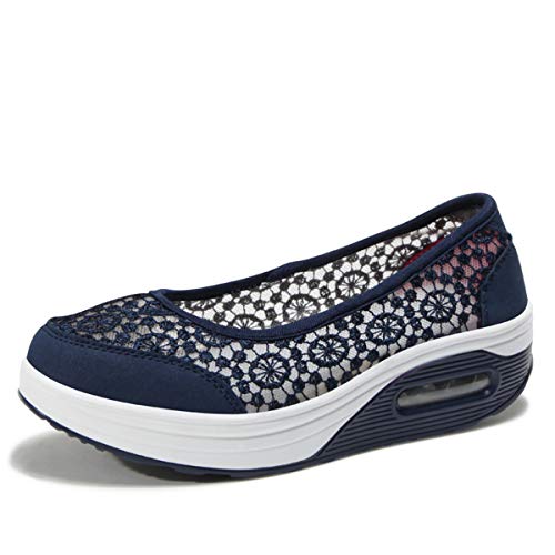 Kimily-UK Mujer Plataforma Zapatillas Respirable Moda cómodos Mocasines Deportes Casual Verano Sandalias Antideslizantes Fitness Correr Calzado Deportivo Zapatilla Malla Plataforma 35-42