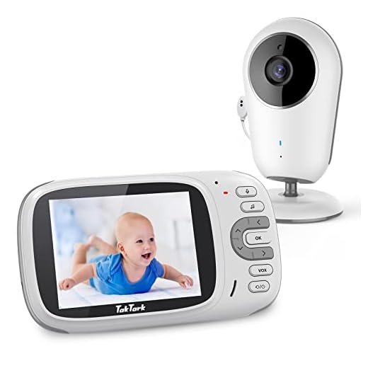 Taktark Babá Eletrônica, BM603 Pro 3.2" Monitor Câmera para Bebê, Sem WiFi, Visão Noturna, Áudio Bidirecional, Sensor de Temperatura Ambiente, Som VOX Ativado, 8 Canções de Ninar