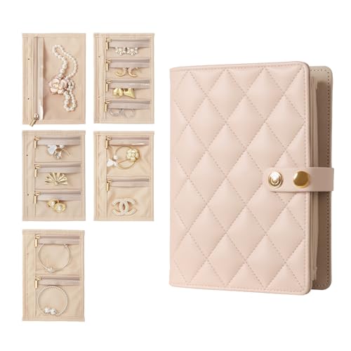 BEAUTY CASE Travel Jewelry Organizer Book, Portable Jewelry Case with Removable Pages, Soft Velvet Lining, Large Capacity Jewelry Pouch Bag for Earrings, Rings, Necklaces, Gift for Women