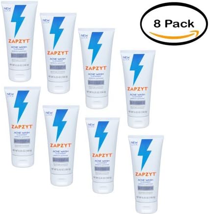 Pack of 8 - ZAPZYT Acne Wash Cleanser Salicylic Acid Acne Medication 6.25 oz. Tube