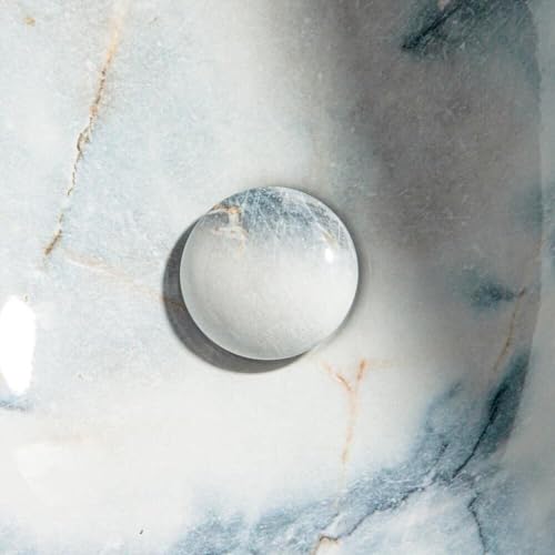 Cuba de Banheiro Louça Apoio Oval 41,5cm Bari Mármore Milano Bela Metais Azul