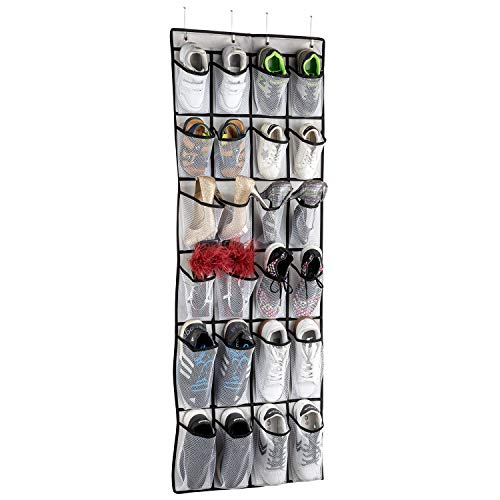 Saverho Hanging Shoe Organizer, Over The Door Shoe Organizer With 24 Mesh Large Pockets Door Shoe Rack For Men Women Kids Hanging Door Shoe Holder Size:58X21 Inch (White-2Pack) #TOP5
