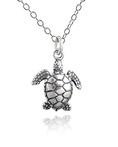 FashionJunkie4Life Delicate collane con ciondolo a forma di tartaruga da donna, in argento Sterling, Argento sterling, Senza pietra