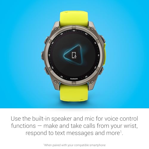Image of Garmin Fenix 8, 47mm, Solar, Sapphire, Smartwatch, Titanium with Amp Yellow /Graphite Silicone Band