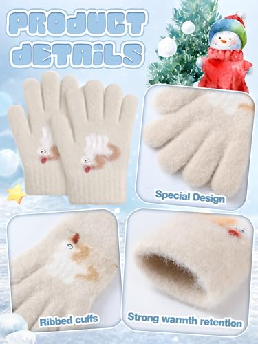Image of EBOOT 3 Pairs Winter Kids Gloves Warm | Toddler Gloves for Boys Girls Outdoor, Full Finger Fluffy Soft Mittens for 1-11 Years Children, Multiple Colors