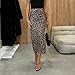 utcoco Womens Long Faux Leather Skirt Bodycon High Waist Slim Pencil Midi Skirt (Small, Leopard)