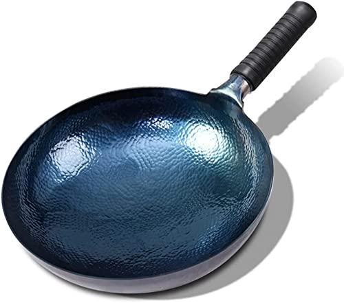 Wok de hierro fundido con mango ergonómico y base plana