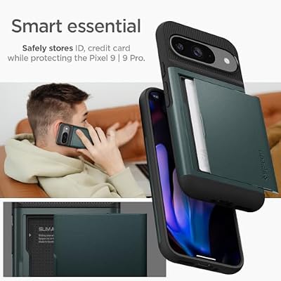 Spigen Slim Armor CS Designed for Pixel 9 Case/Pixel 9 Pro Case (2024) [Hard Shell] [Military-Grade Protection] - Abyss Green