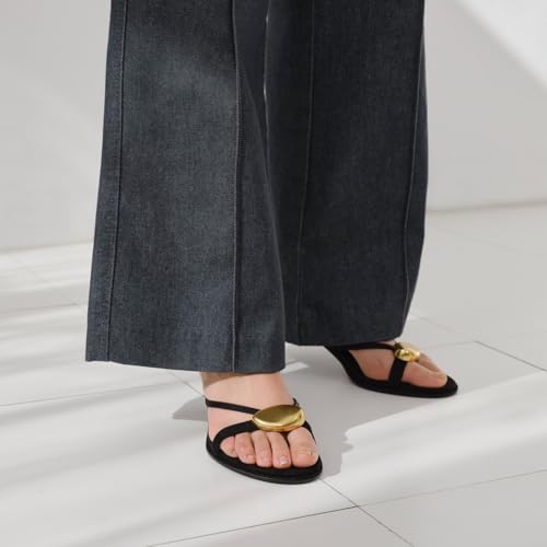 Womens Kitten Heels Mules Sandals Round Open Toe Slip On4