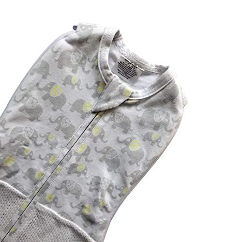 Image of Woombie Grow with Me Air Baby Swaddle, Convertible Swaddle Fits 0-9 Months, Expands to Wearable Blanket for up to 18 Months, Happy Elephants