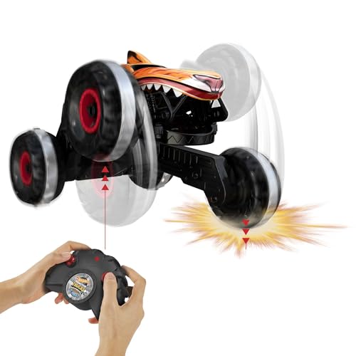 Hot Wheels Monster Trucks Voiture Télecommandé, Requin-Tigre Inarrêtable avec Pneus Tread Attack et Technologie Terrain Stomp, Conduite sur 2 ou 4 Roues, Jouet pour Enfant de 4 Ans et Plus, HGV87
