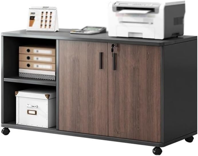 File Cabinet Filing Cabinet Low Cabinet Desk Side Cabinet Side Cabinet Printer Placement Cabinet with Lock Drawer Cabinet Mobile Storage Cabinet Office Cabinet(Brown)