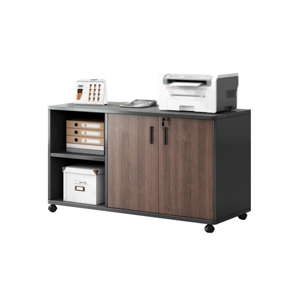 ASerZenith Mobile File Cabinet With Lockable Drawer Low Desk Side Storage For Printers Rolling Office Filing Cabinet - Compact & Stylish,Bruin