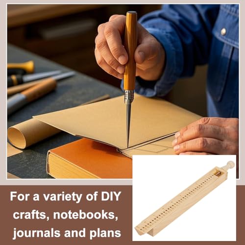 BENECREAT Holz Buchbinderei Punching Tool, Hand Account Binding Kit Buchbindereibedarf mit einer Ahle und Wiege für DIY Handwerk, Notebook, Zeitschriften, Planer