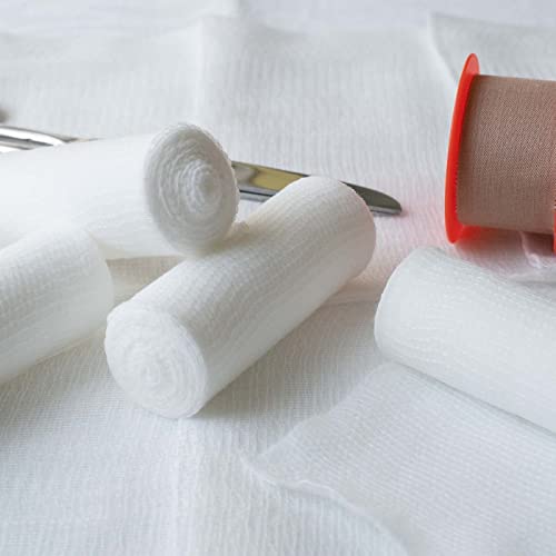 Jmu Gauze Rolls, Sterile Rolled Gauze 4" X 4.1 Yards, Pack Of 24, With 2 Medical Tapes #TOP6