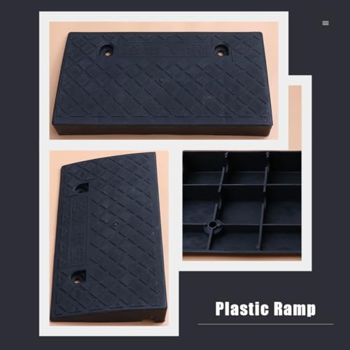 Rampa de bordillo para vehículos Happyyami de plástico, 50 x 27 x 9 cm, color negro, para entrada de garaje, muelle de carga, motocicleta y silla de ruedas miniatura 3