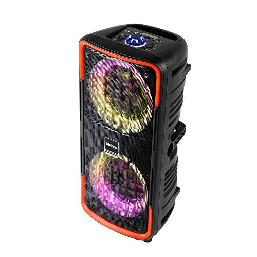 Shinco Bluetooth Speaker with Party Lights, Dual 6.5 inch Woofer, TWS Stereo Sound and Microphone